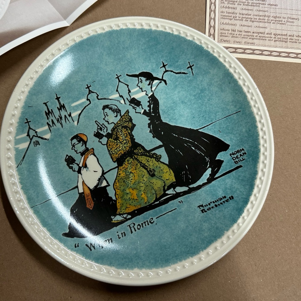 NORMAN ROCKWELL Plate "When in Rome" by Newell Pottery Co. New In Box